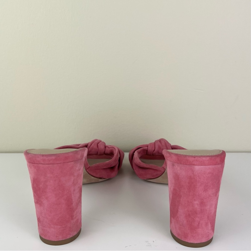 NEW VERONICA BEARD PINK SUEDE KNOT-FRONT SANDALS - Picture 5 of 13